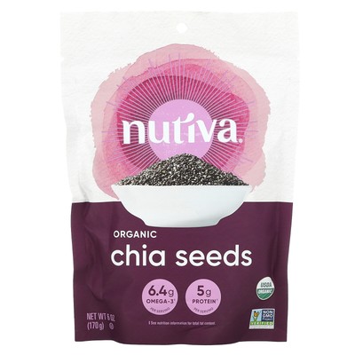 Nutiva Organic Chia Seed Black 6 oz 170 g B Corp, Gluten-Free, Kosher, Non-GMO,