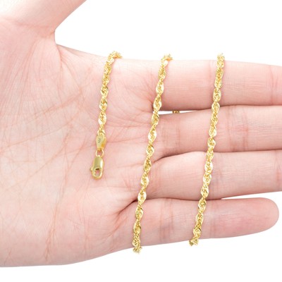 NURAGOLD 14K YELLOW GOLD MENS 3MM ITALIAN DIAMOND CUT ROPE CHAIN PENDANT NECKLACE 28"