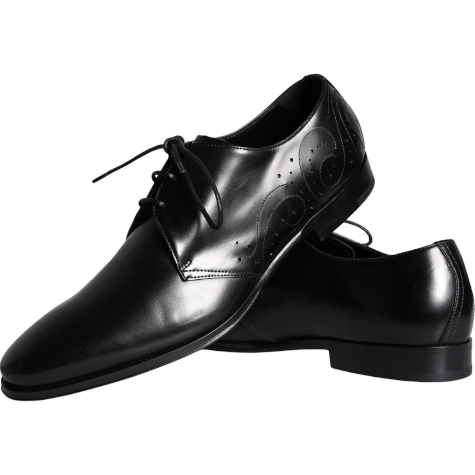 Pre-owned Dolce & Gabbana Shoes Black Calfskin Leather Derby Men Dress Eu43 / Us10 1050usd