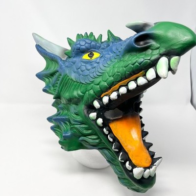 Hyde and Eek! Boutique Adult Deluxe Dragon Mask Costume Green Rubber Cosplay