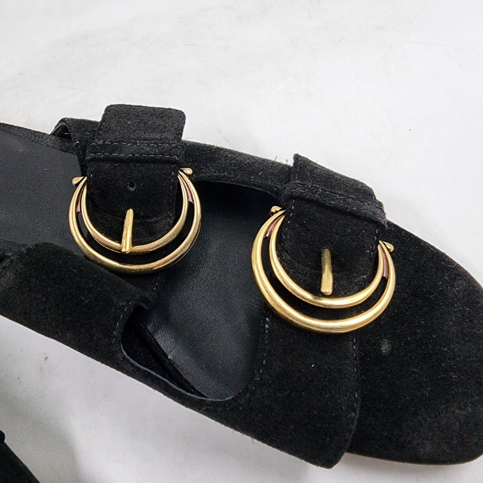 Chloé Alize Buckled Slide Sandals Women's 6.5US Black/Gold Open Toe Slip On - Picture 12 of 21