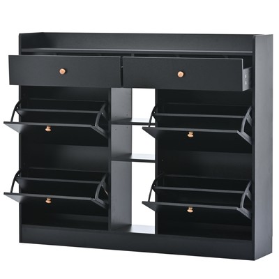 Shoe Cabinet 4 Flip Drawers, 2-Tier Storage Organizer - Fits Most Shoes