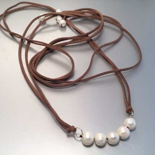 Pre-owned Adornia 10 Mm Freshwater Pearl Wrap Necklace In White