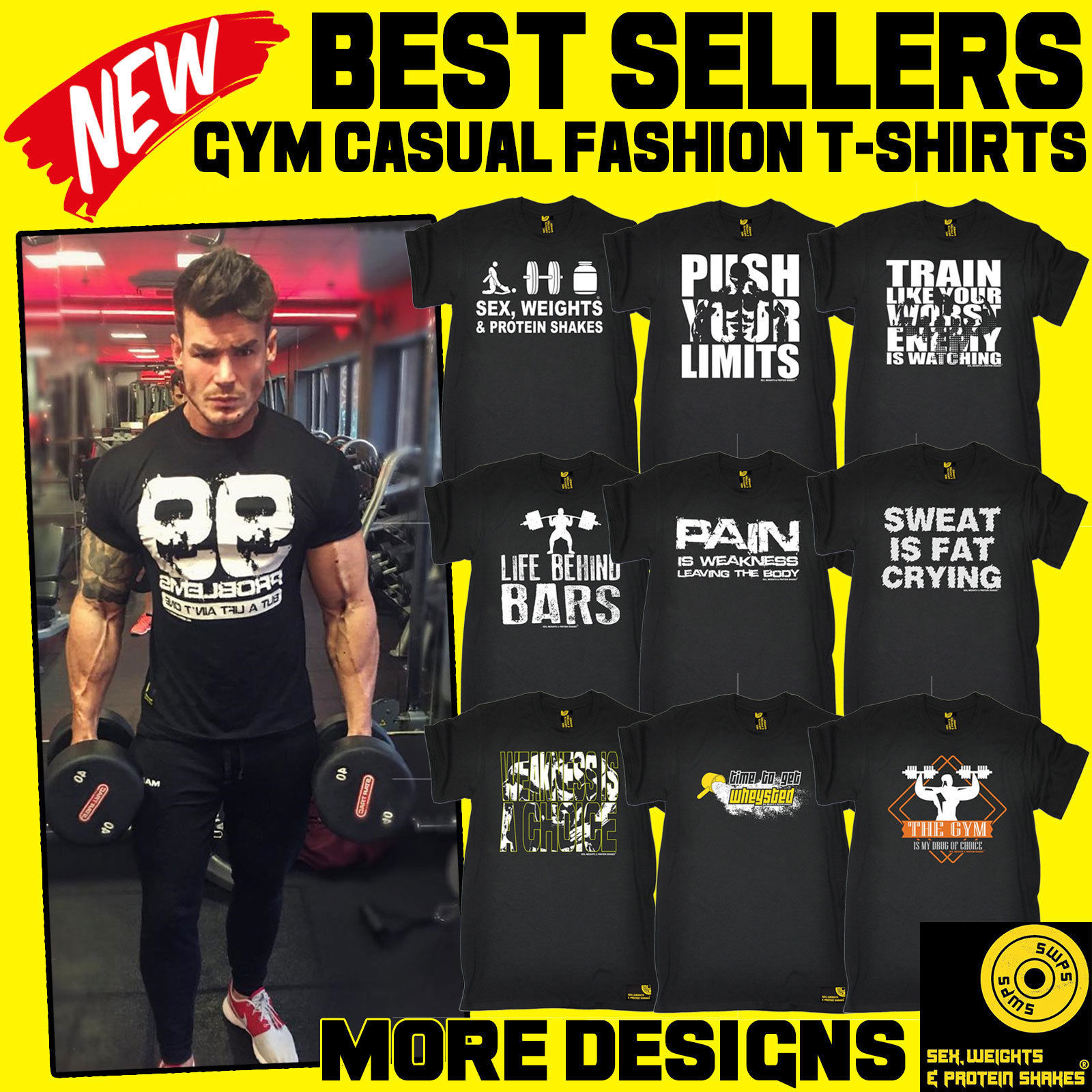 Fitness Workout Gym Muscle T-Shirt Bodybuilding Mens PIMD Lifestyle White Tee