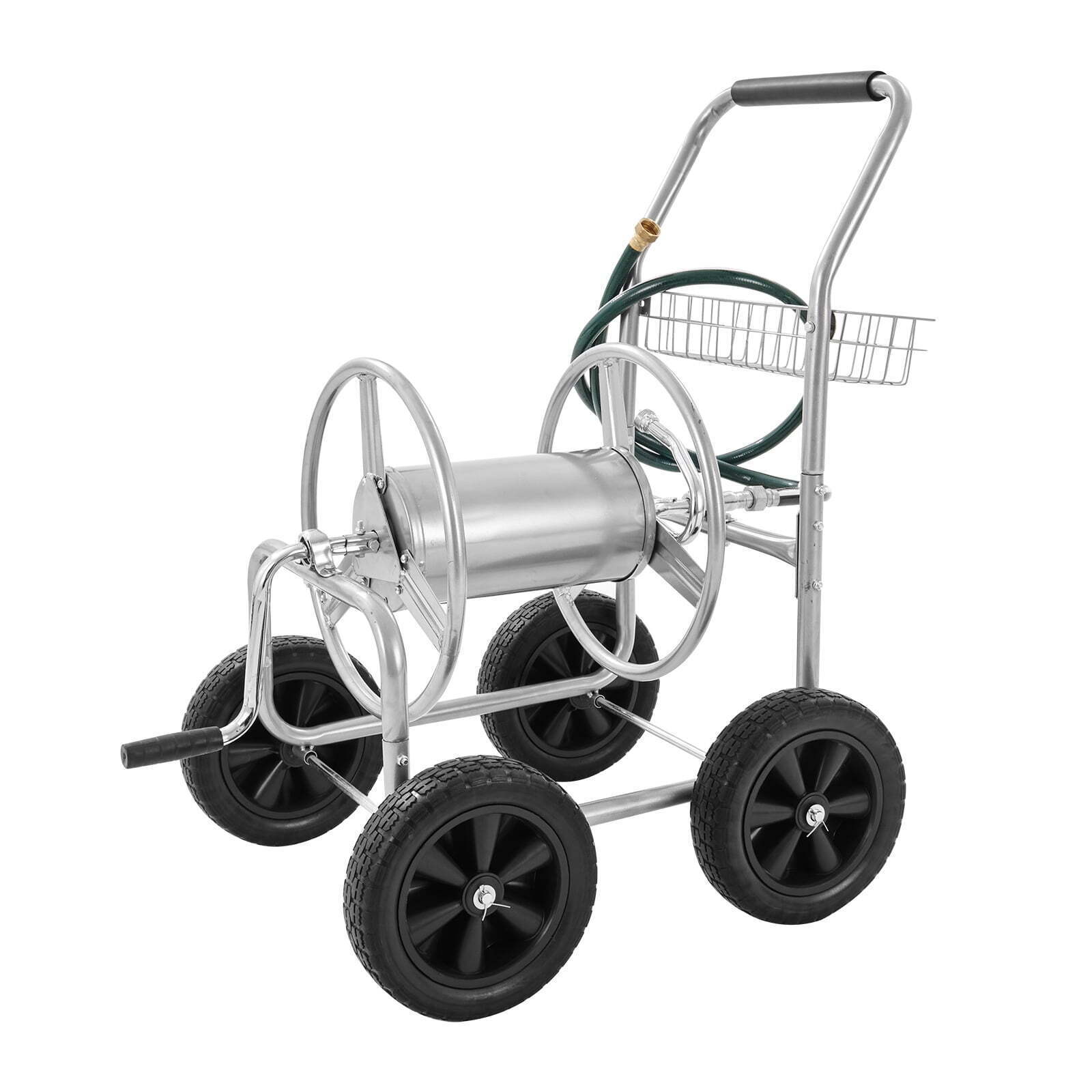 BENTISM Hose Reel Cart with Wheels, Metal hose reel Holds 300 Feet of 5/8" Hose