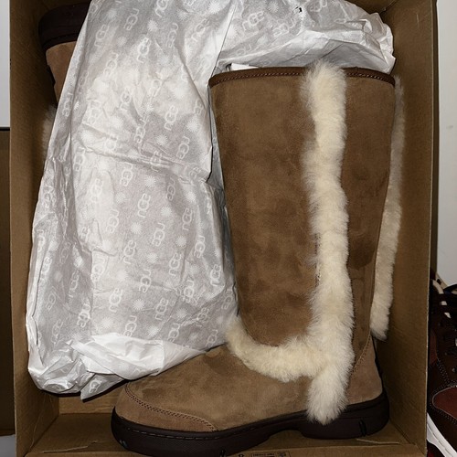 Pre-owned Ugg Women's  Sunburst Tall Boot Size 9 Chestnut Brown In Box Authentic