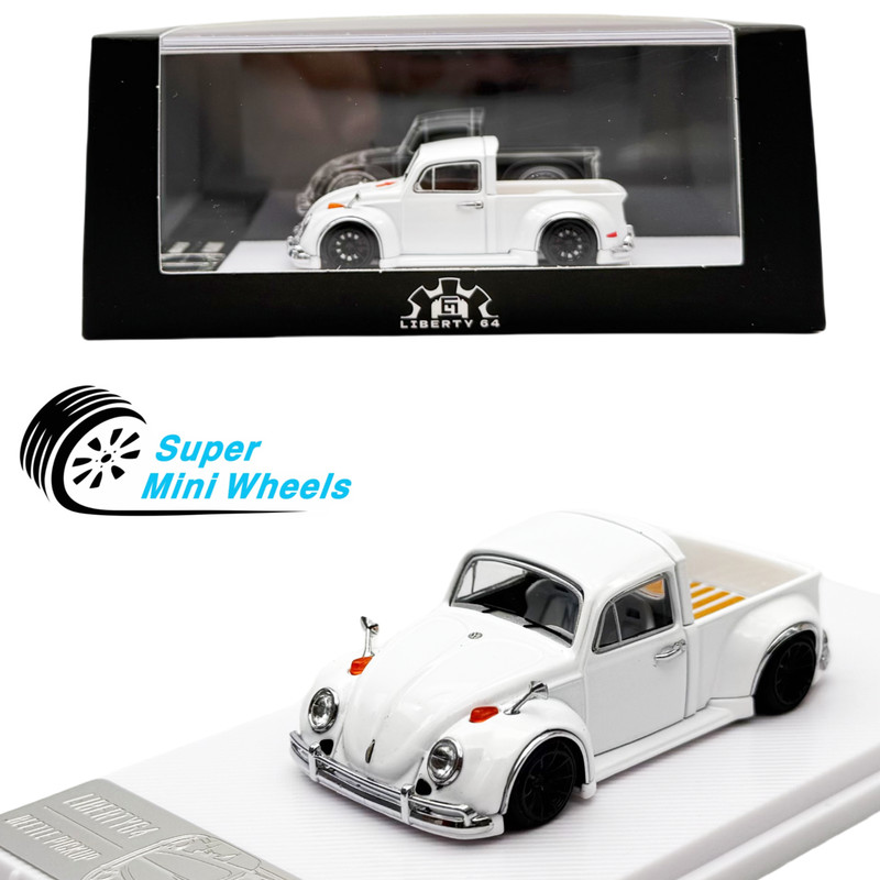 Liberty64 VW Beetle Pickup Truck White 1:64 Diecast Car