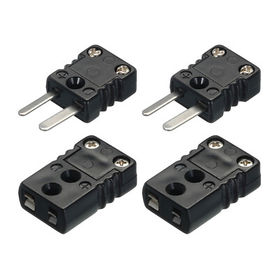 2Set J Type Thermocouple Wire Connectors Female Male Plug Temperatures 200°C