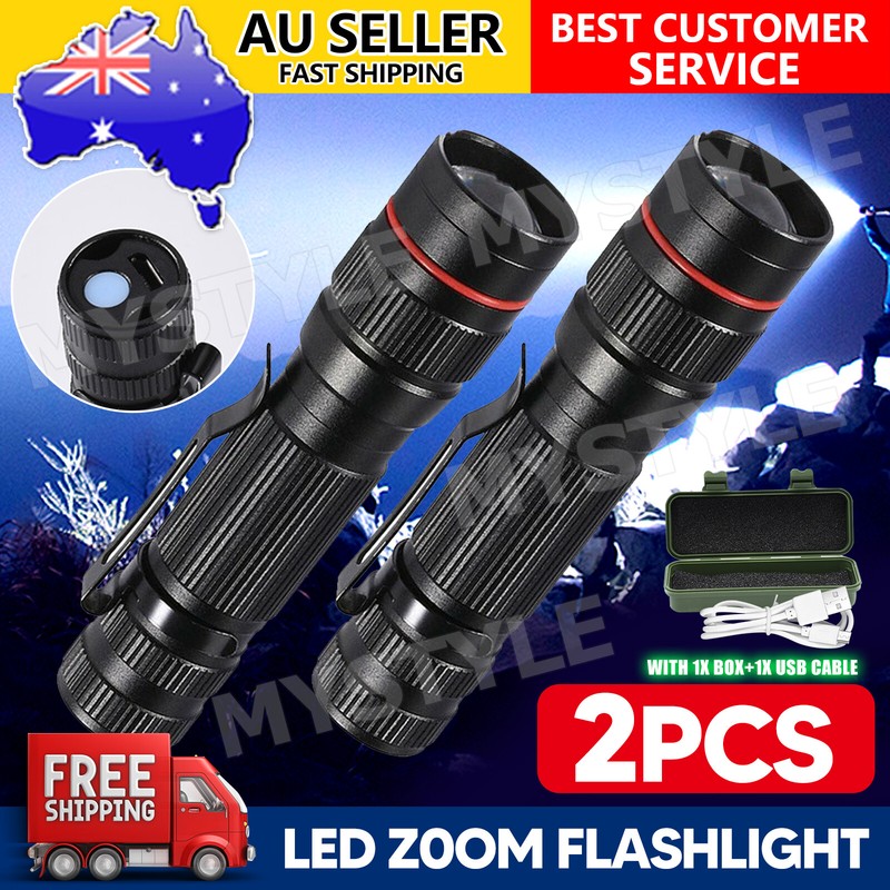 2 Packs 1200000lm Led Flashlight Usb Rechargeable Super Bright Torch Lamp Light