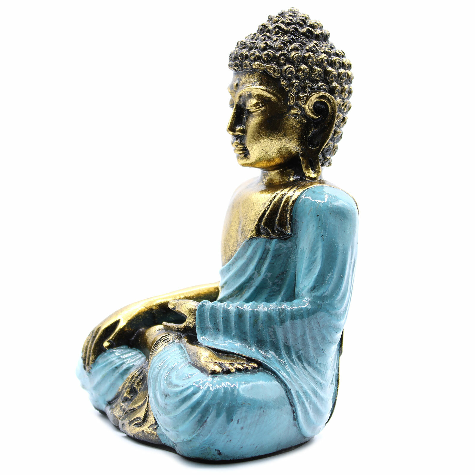 Hand Painted Buddha Statue Figurine Symbolic Ornament Medium Large - Picture 3 of 17