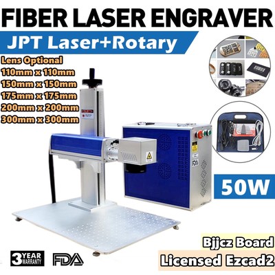 CALCA 50W JPT Fiber Laser Marking Engraving Machine Engraver with Rotary Axis
