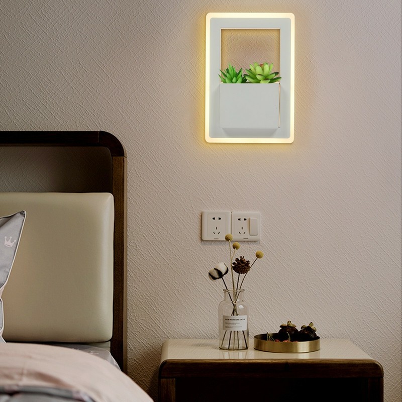 Nordic Led Wall Sconces Modern Green Creative Plant Wall Light Aisle Wall Lamp