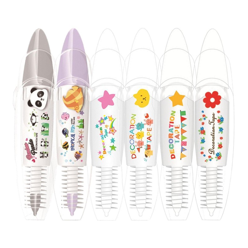 Pocket Tape Pen- DIY Cute Animals Press Type Decorative Pen 