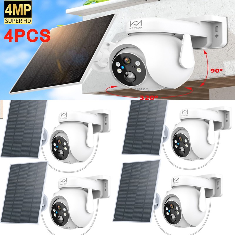 Sistema De Seguridad 4 Camaras Solar Exterior 4K Wifi Con