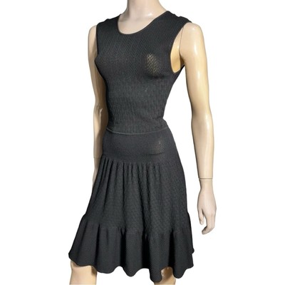 Issa London Women s Size L Black Viscose Blend Knit Sleeveless Fit Flare Dress