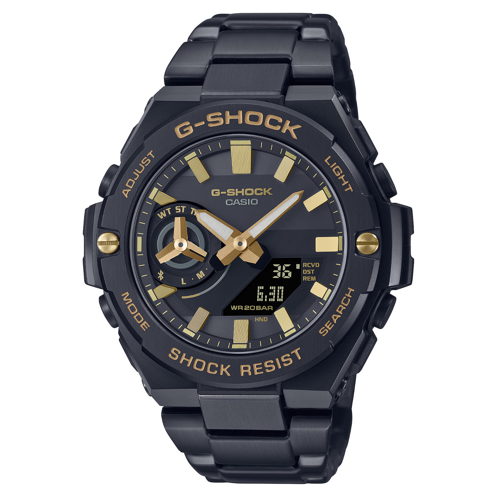 Pre-owned Casio G-shock G-steel Black Stay Gold Watch Gstb500bd-1a9 Solar Watch