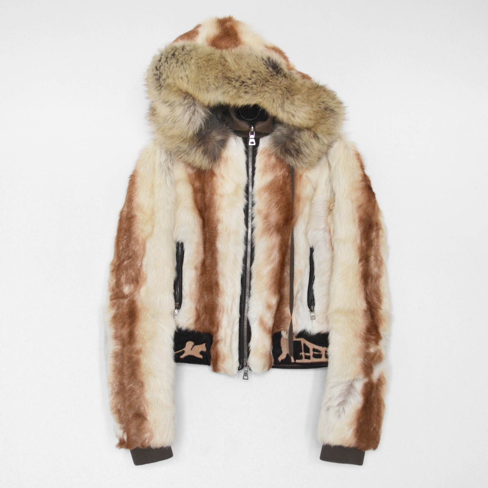 【とっぽ】Prada fur jacket Prada Beige Down Jacket with Fox Fur Hood Tg. 44 IT 44