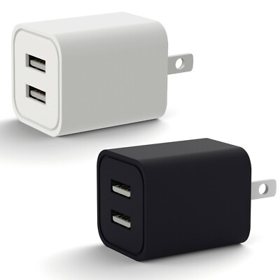 Cell Phone Charger US Wall Plug Travel Dual USB Port Power Adapter Charging