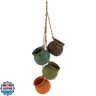 MyGift Dangling Southwest Desert Color Ceramic 4 Pot Set, Wall or Ceiling Mount Hanging Mini Flower Planters