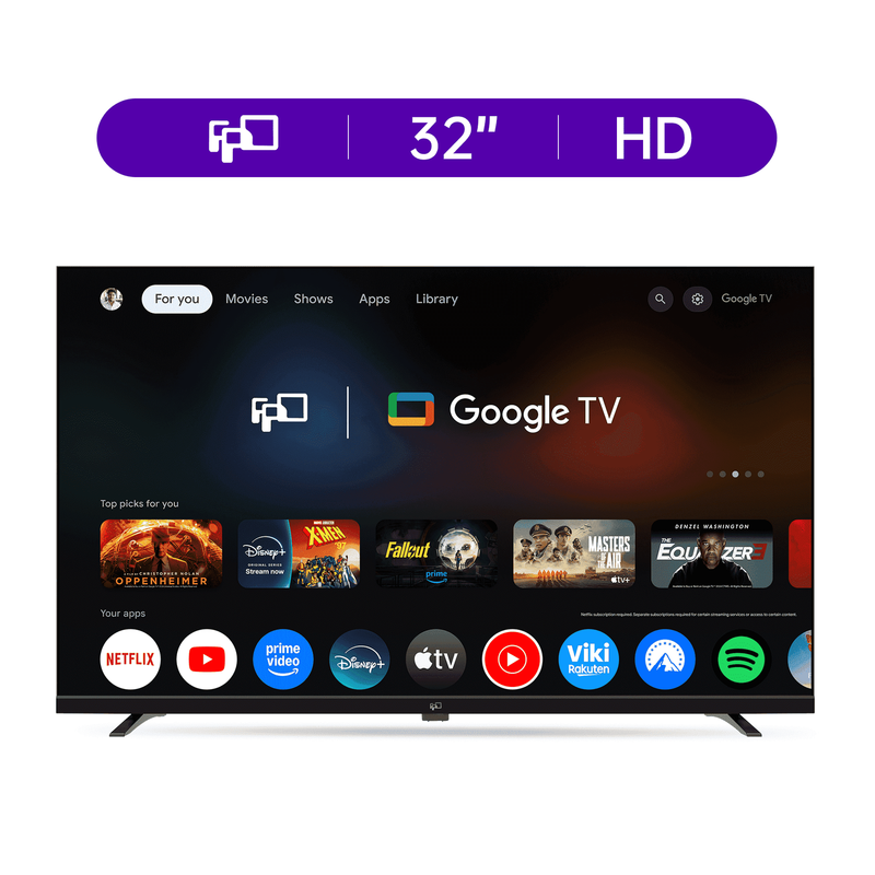 FPD 32-Inch 720P Smart TV with Google TV, Dolby Audio, and Voice