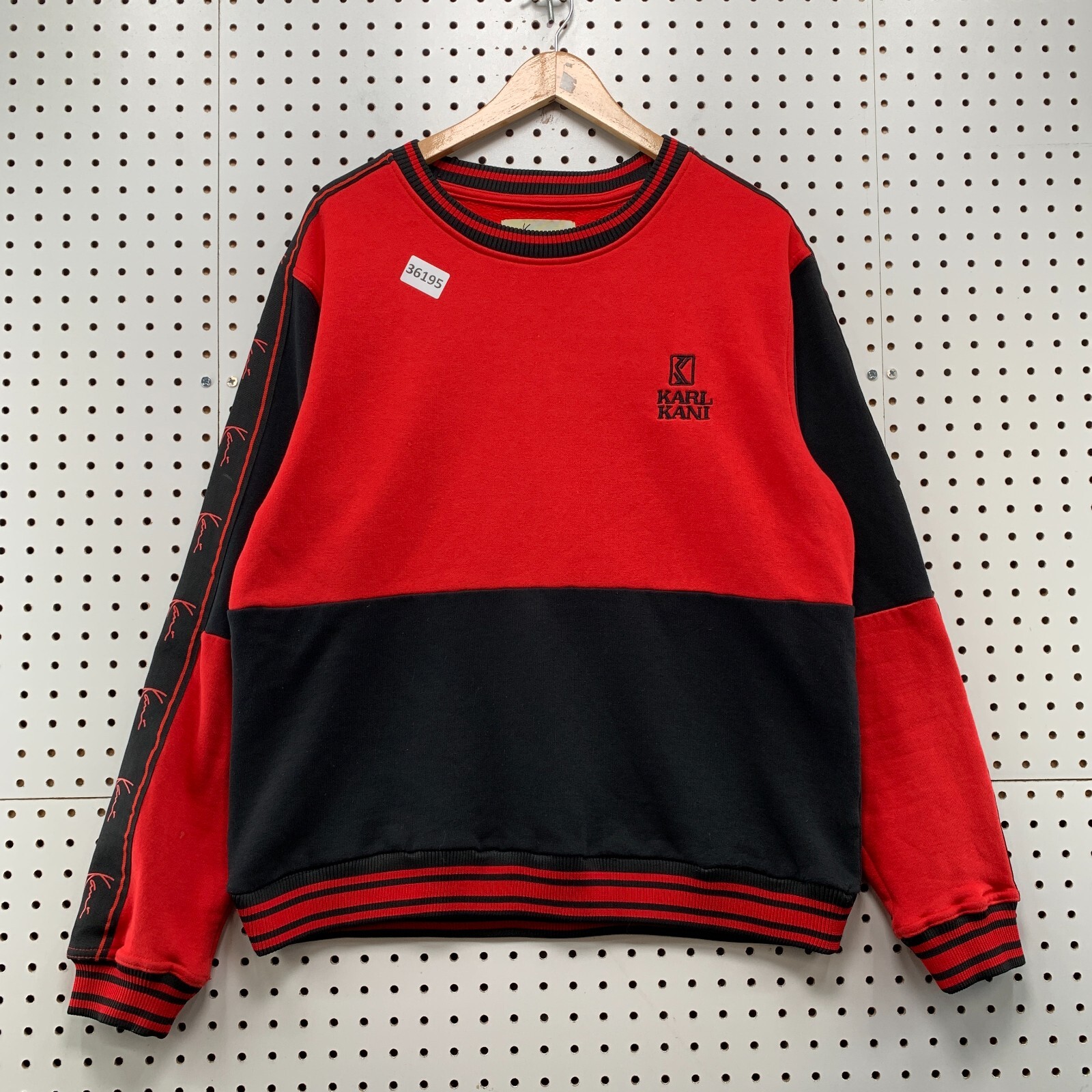 VTG Karl Kani Sweatshirt Mens Large Red Black Colorblock