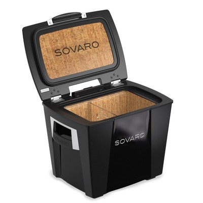 Sovaro Luxury Cooler, Black, 30 Quart Black with Silver Trim