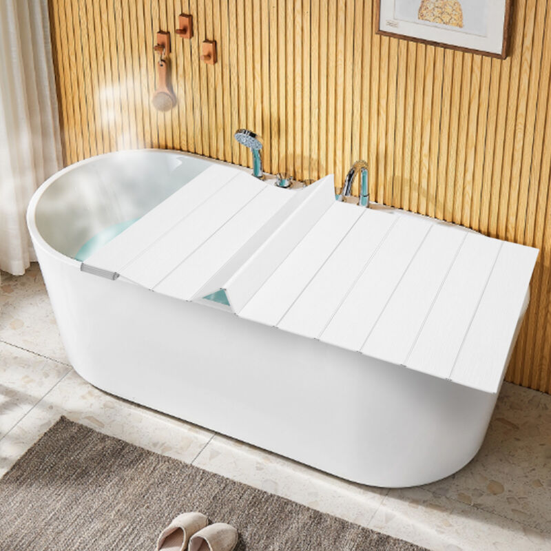 Folding Bathtub Cover Bath Lid Insulation Dust Cover White for Bathroom Home SPA