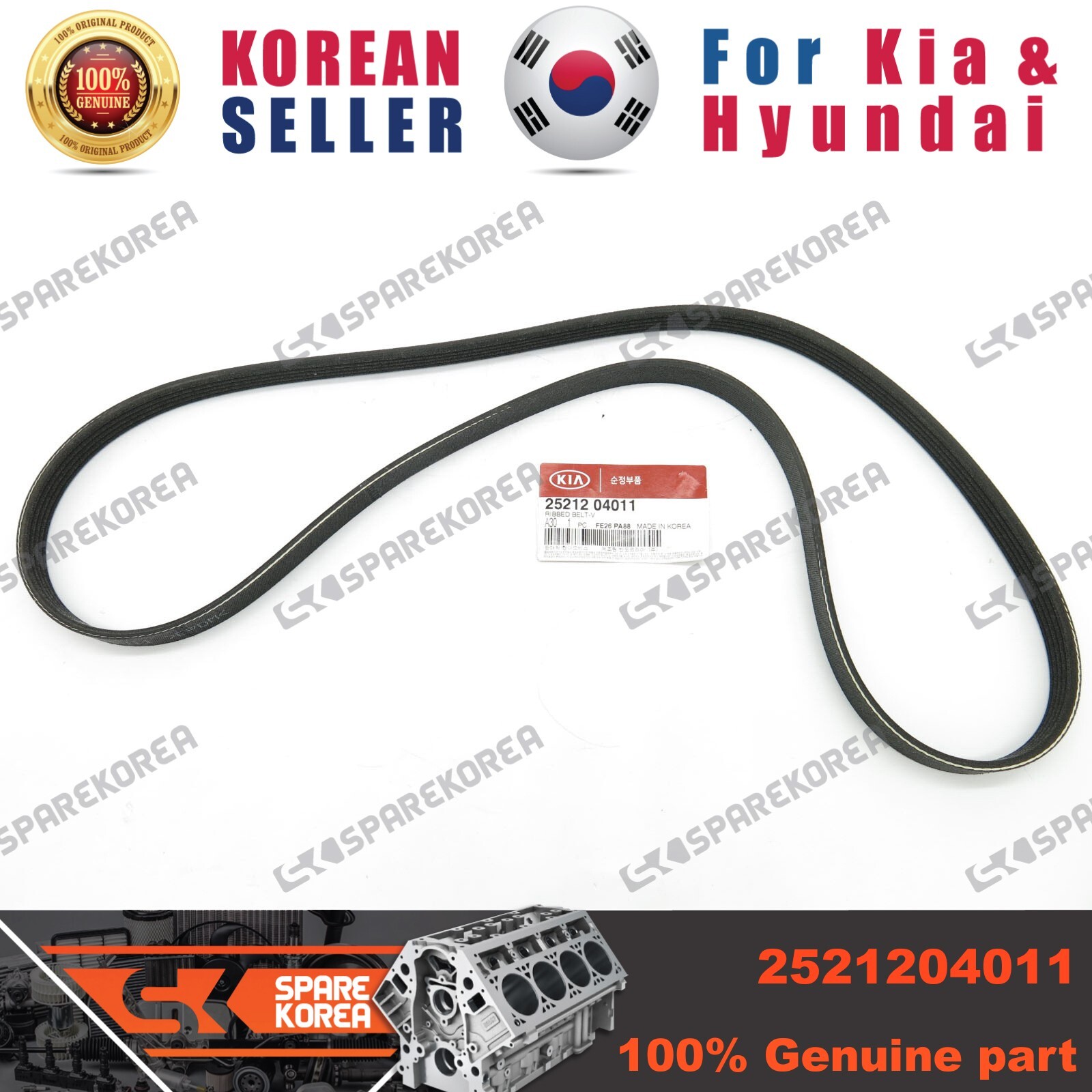 Genuine/OEM 2521204011 RIBBED BELT-V for Kia Ray | eBay Genuine/OEM 2521204011 RIBBED BELT-V for Kia Ray | eBay