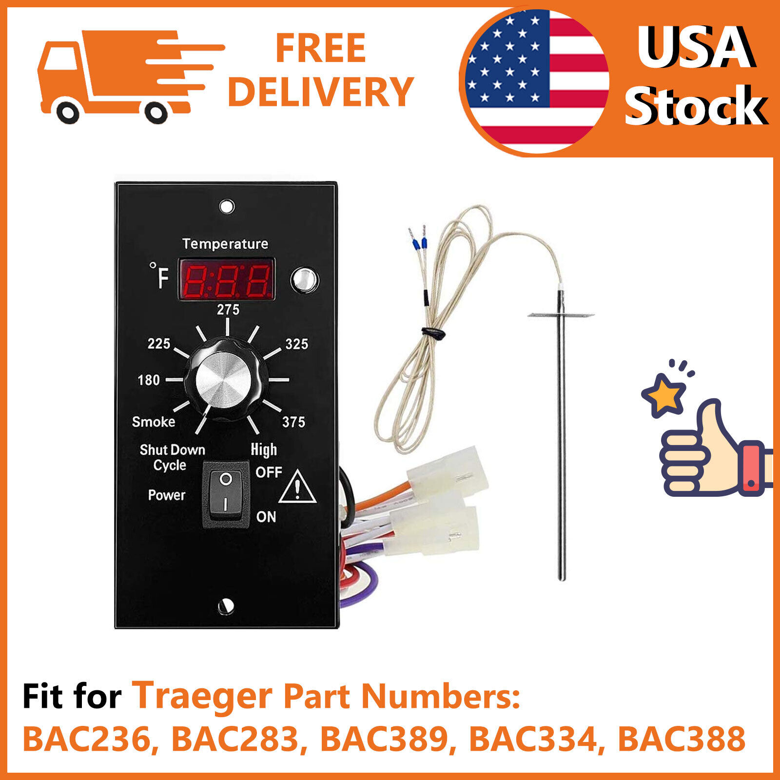 Digital Thermostat Kit BBQ Grill Replacement Parts for Traeg