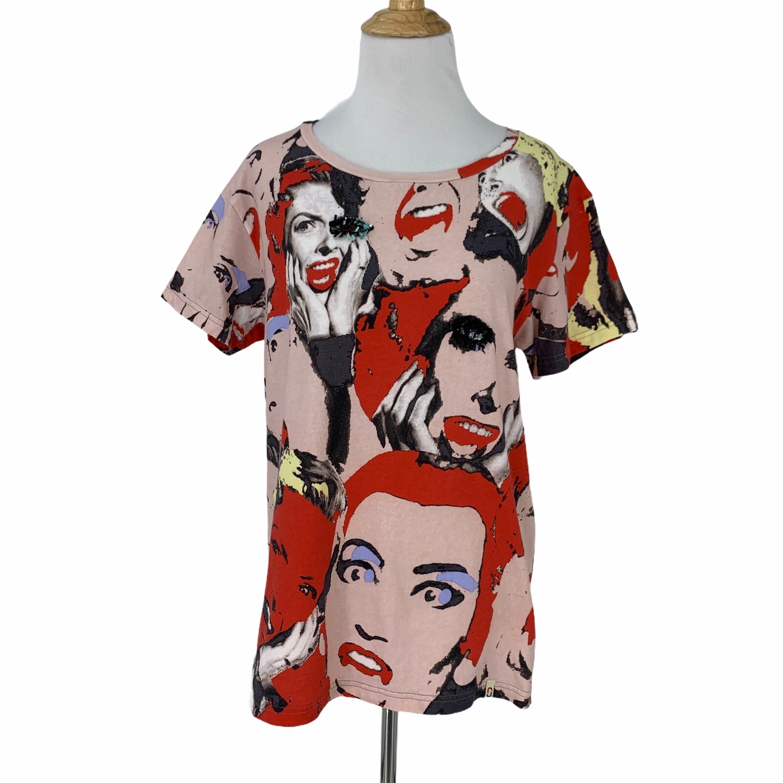 トップス Marc Jacobs Graphic L/S Shirt Marc Jacobs Faces Shirt Womens XS/S Eye Detail Pop Art