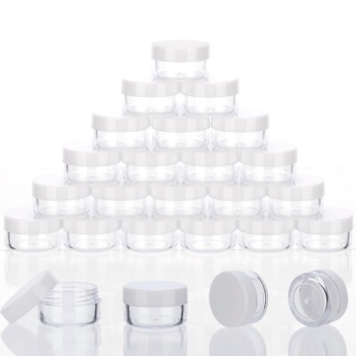 5 Gram Sample Containers with White Lids, 25 Count 5ML Sample Jars, Empty Cos...