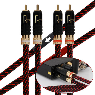 HI-END Pure Copper HiFi Audio RCA Interconnect Cable With Gold Plated RCA PLUG