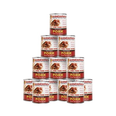 Survival Cave Canned Pork 12 - 28oz Can - Ready to Eat Canned Meat - FULL CASE