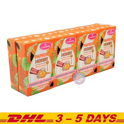 A BONNE' Papaya Honey Cream Soap with Natural Scrub Beads 90g x 8
