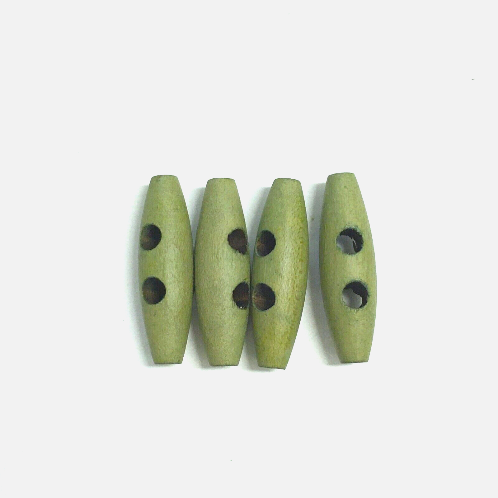 12 Toggle Wood Wooden Green Buttons  2-Hole Sewing 32 mm #GR8