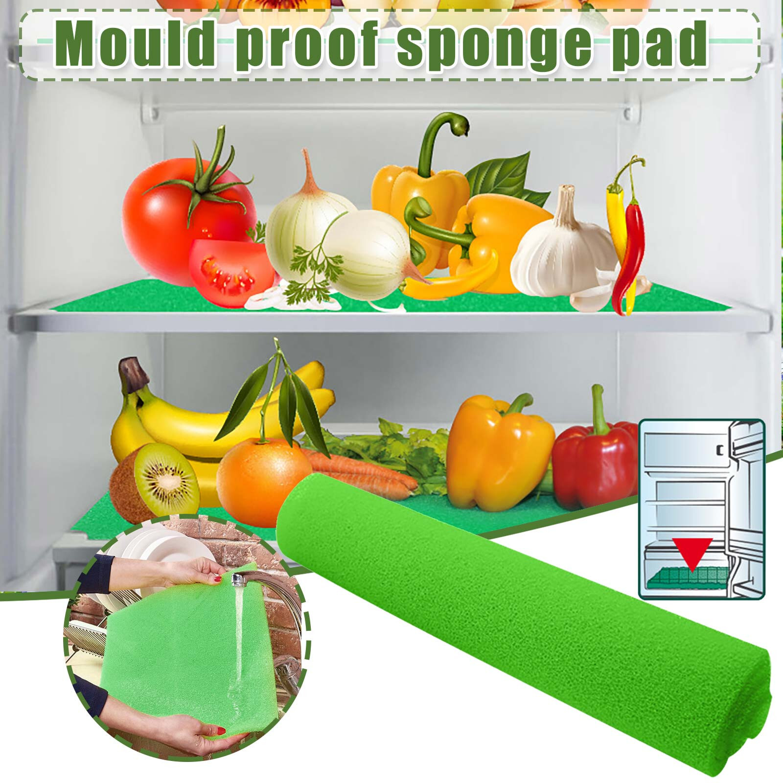 Anti-Mold Sponge Pad Refrigerator Antimicrobial Mat Filter Cotton 45*29*0.3 CM