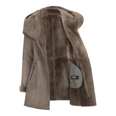 TRUCLOTHING WOMEN'S SHEEPSKIN BEIGE TOSCANA SUEDE HOOD COAT | INFINITY
