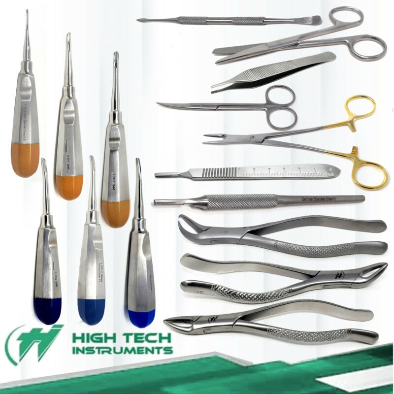 Premium German Set Of 26 Veterinary Dental Extraction Instruments Kit Forceps
