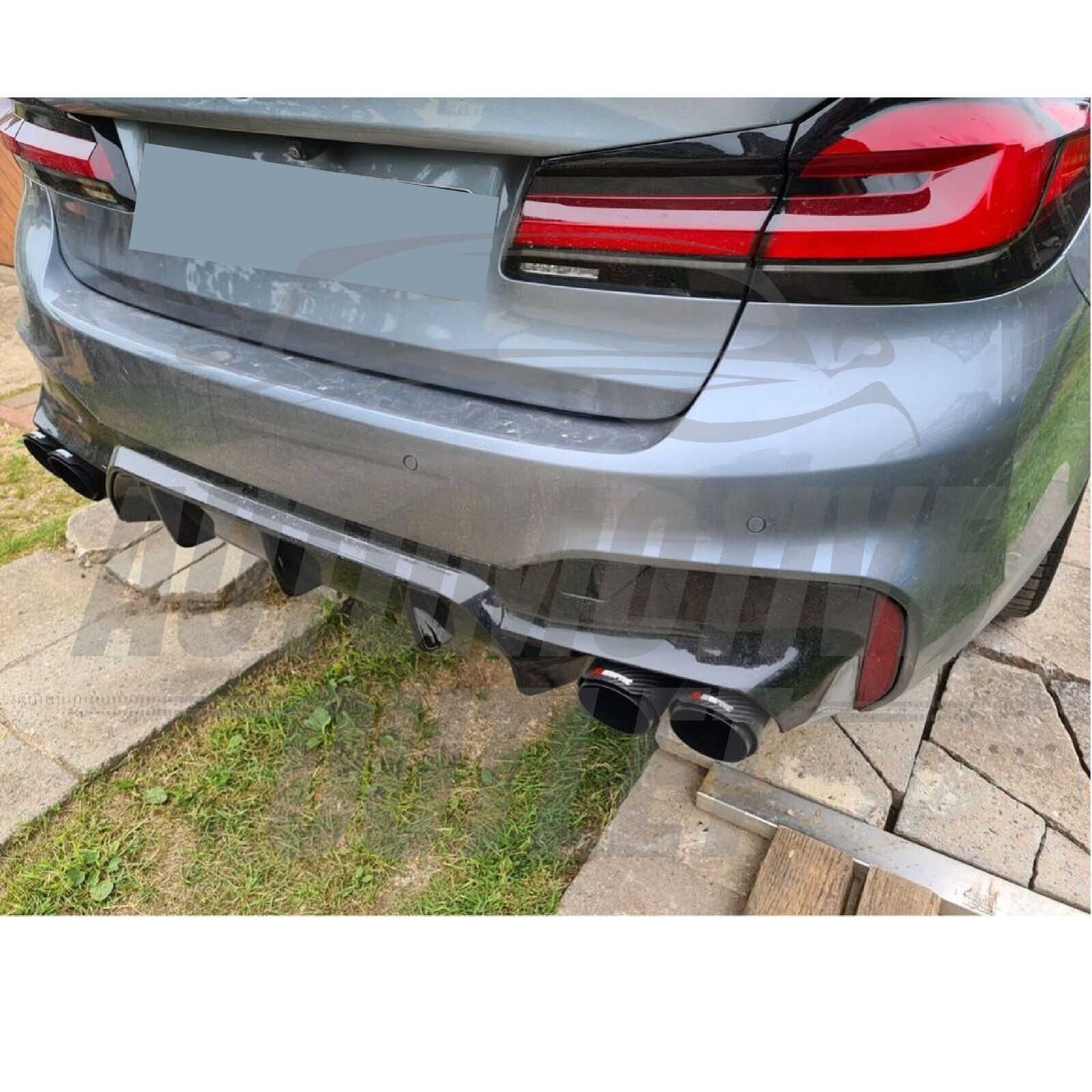2X AKRAPOVIC EXHAUST TIPS 4" OUTLET STEEL TWIN Y PIECE GLOSS BLACK CARBON FIBRE 10