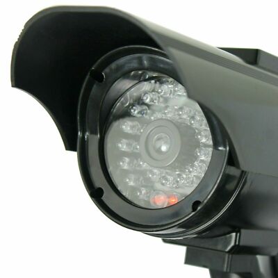 4X Solar Powered Dummy Surveillance Security Camera CCTV LED Record Light -Black