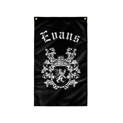 Custom Surname Evans Coat of Arms Family Crest Vertical Wall Flag