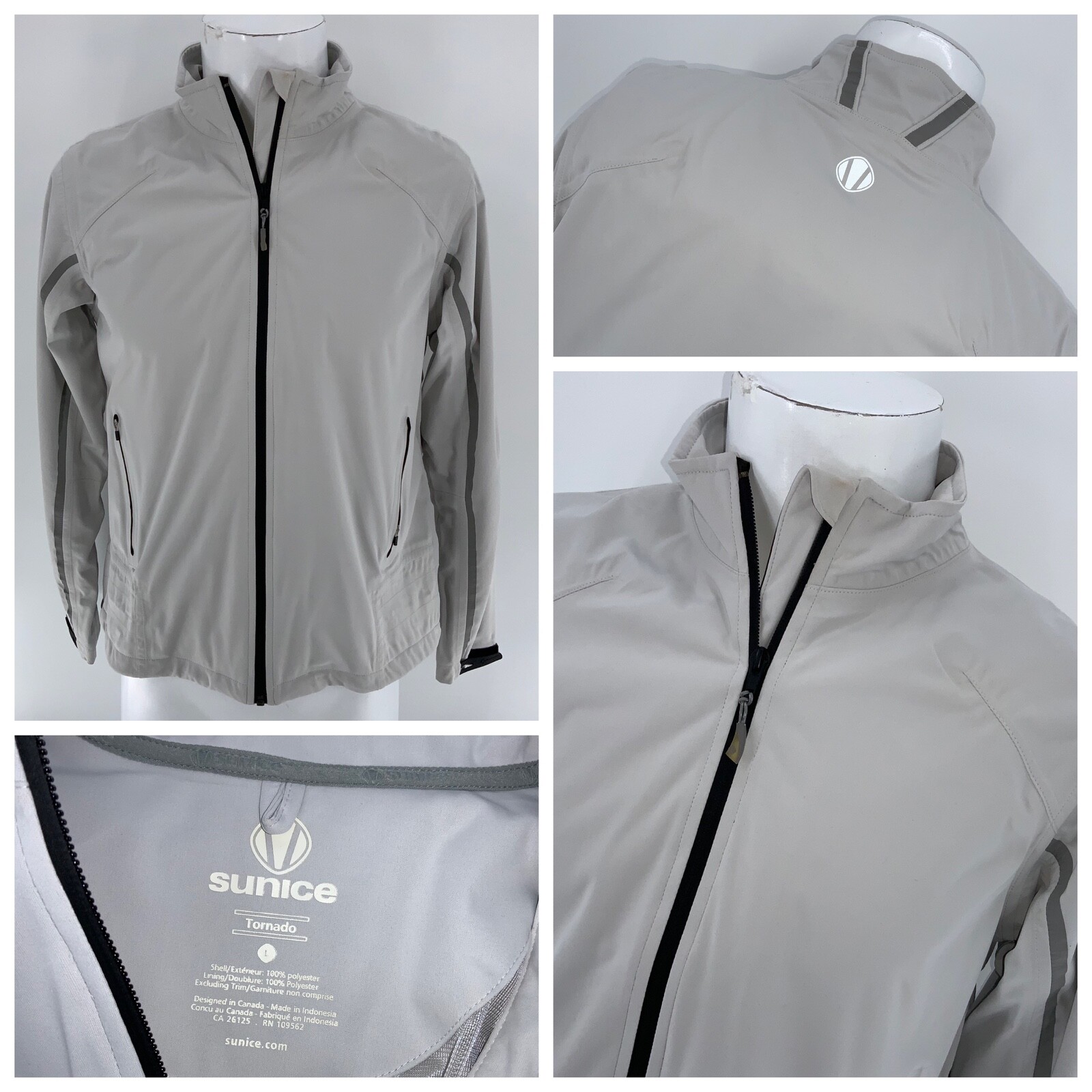 Sunice Tornado Model Golf Jacket L Women Gray Polyester Full Sunice Tornado Model Golf Jacket L Women Gray Polyester Full