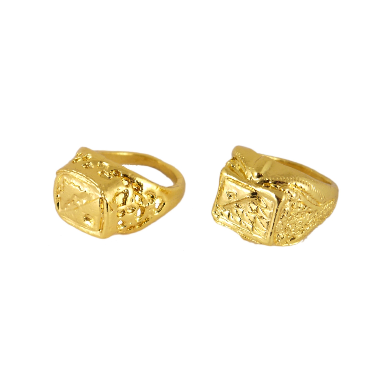 2x Kids Gold Gangster Ring Plastic 80s 90s Pimp Rapper Hip Hop Fancy Accessories