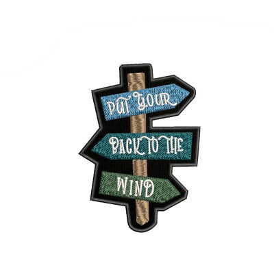 Put Your Back To the Wind Patch Embroidered Iron-on Applique Travel Souvenir
