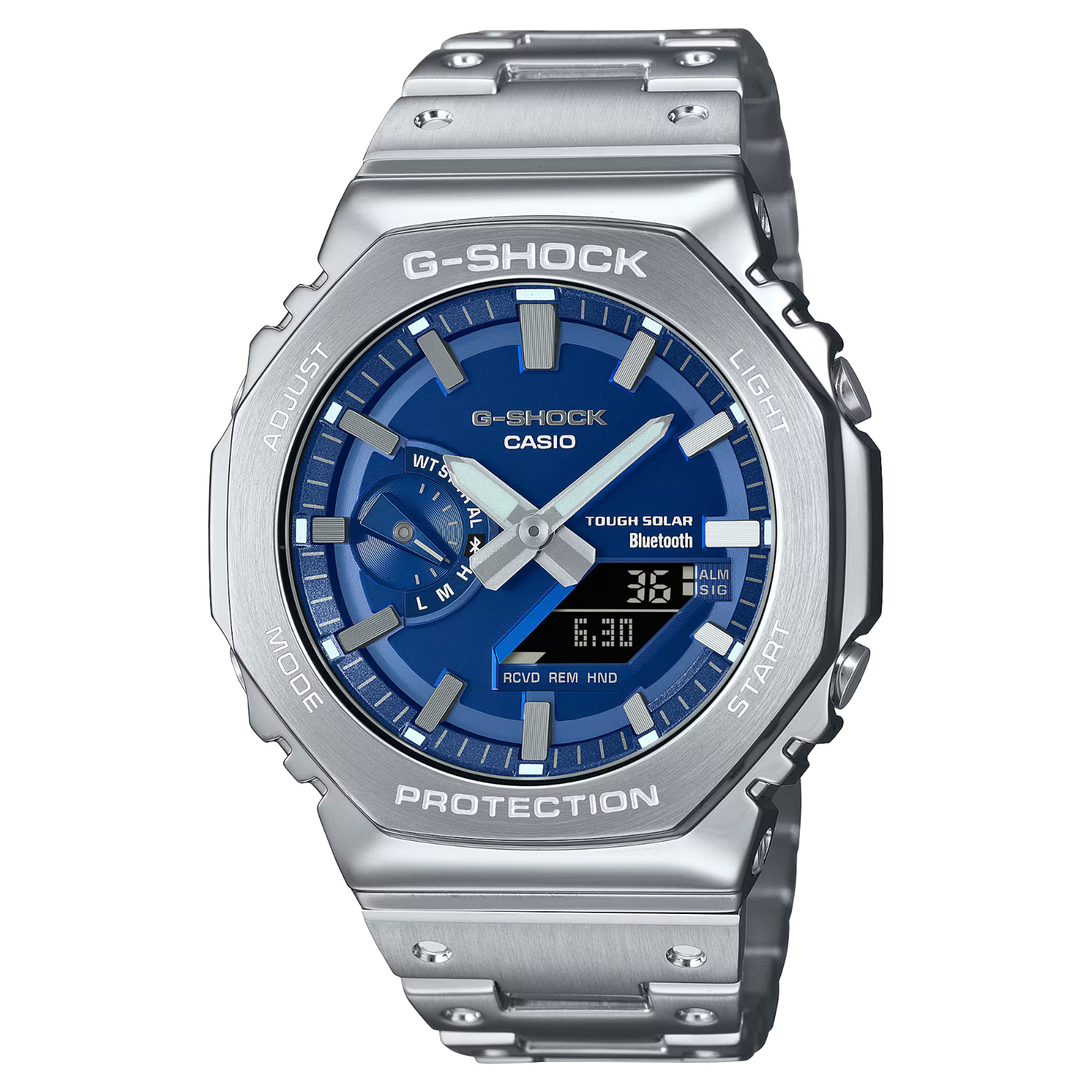 Pre-owned Casio G-shock Full Metal 2100 Seies Blue Dial Watch Gmb2100ad-2a