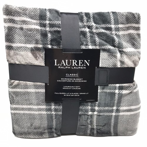 Lauren Ralph Lauren Micromink Plush FULL/QUEEN 90"X90" Blanket Black