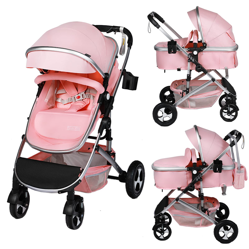 Portable Baby Stroller Folding Adjustable Canopy Convertible Bassinet Outdoor