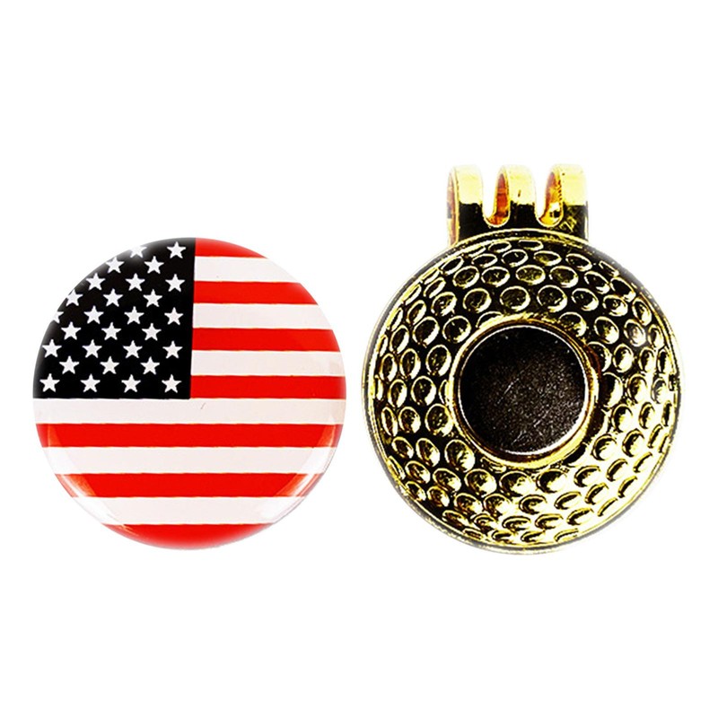USA FLAG Golf Ball Marker with Magnetic Hat Clip American Flag Ball Marker