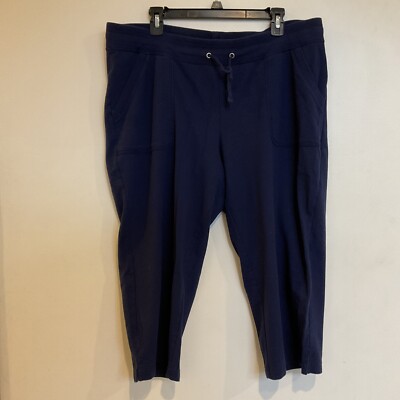White Stag Capri Pants Woman Sz XL Navy  Cotton Blend Pull-on Knit Capri