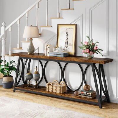 71'' Long Narrow Entryway Table with Storage, Console Table Behind Couch Sofa